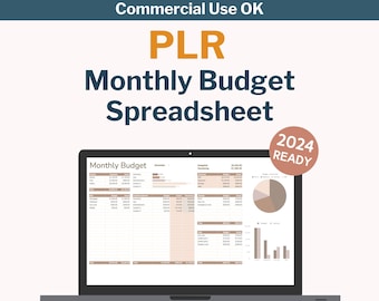 PLR Spreadsheet Monthly Budget Tracker PLR Template Resell Rights Commercial Use PLR digital budget Spreadsheet Tracker Private label rights