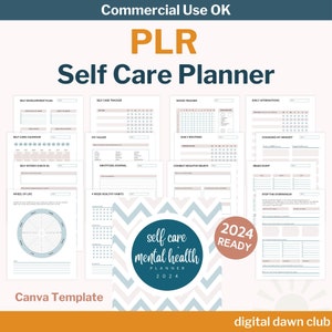 PLR SelfCare Planner PLR Template Resell Rights Mental Health Worksheets Commercial Use  PLR Self Care worksheets with Private label rights