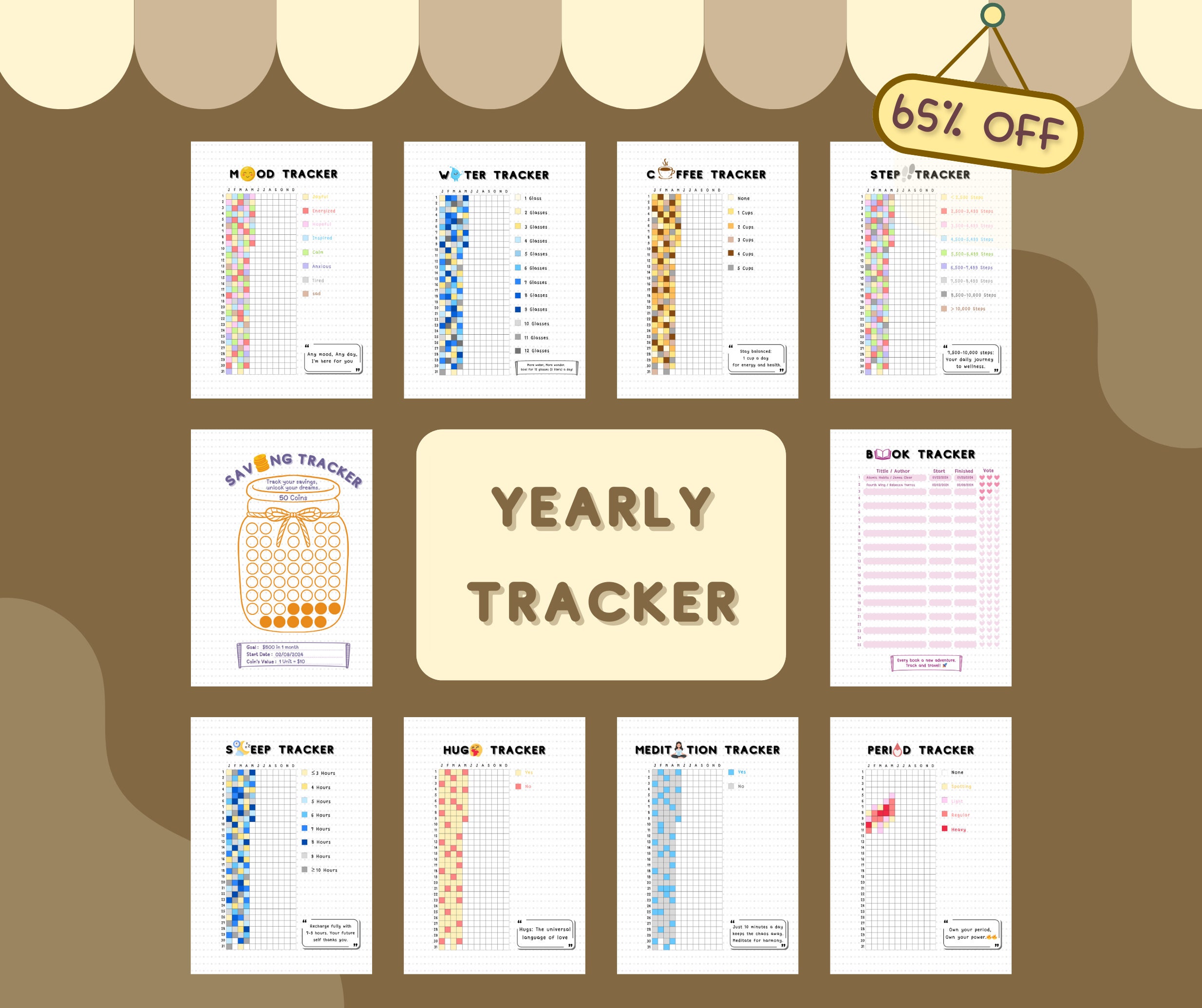 Yearly Habit Tracker Bundle A5 Planner PRINTABLE L Bullet Journal Idea ...