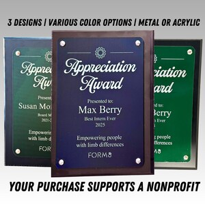 Custom Acrylic or Metal Plaque on Wood Finish – Personalized Sign – Office, Home Decor, Business Logo, Gift, Wall Art