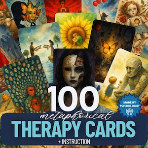 100 Metaforische Therapiekaarten – Associatieve, Coaching & Counseling Tool voor Jeugdtrauma. Hulpbronnen voor het Innerlijke Kind. Verhalen vertellen cadeau. Cognitieve Gedragstherapie.
