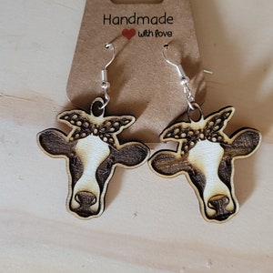 Laser cut cow ear rings..
