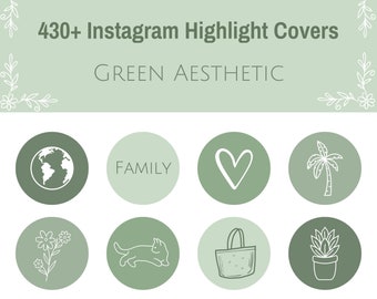 Green Aesthetic Instagram Highlight Icons, Neutral Green IG Story Covers, Minimalist Instagram Icons, Green Highlight Icons