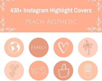 Peach Aesthetic Instagram Highlight Icons, Peach IG Story Covers, Minimalist Instagram Icons, Peach Highlight Icons