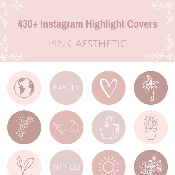 Pink Aesthetic Instagram Highlight Icons, Neutral Pink IG Story Covers, Minimalist Instagram Icons, Pink Highlight Icons