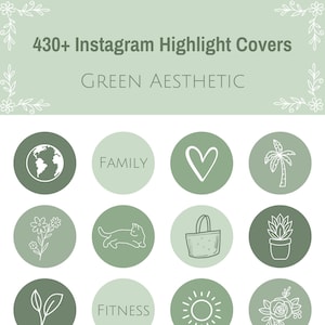 Green Aesthetic Instagram Highlight Icons, Neutral Green IG Story Covers, Minimalist Instagram Icons, Green Highlight Icons image 1