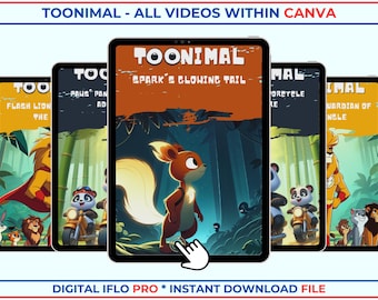 Vidéos d&#39;animaux de dessins animés Toonimal : Canva Editable, PLR (téléchargement numérique)
