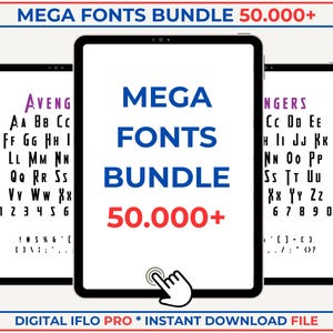 Mega Fonts Bundle 50,000+ | Premium TTF Fonts | For Canva, Procreate, Cricut, Photoshop | Instant Download | 4.65GB zip | Font TTF | Font