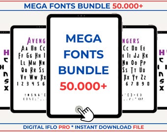 50,000+ Font Mega Bundle: TTF Fonts for Cricut, Canva, Procreate (4.65GB zip) (Instant Download)