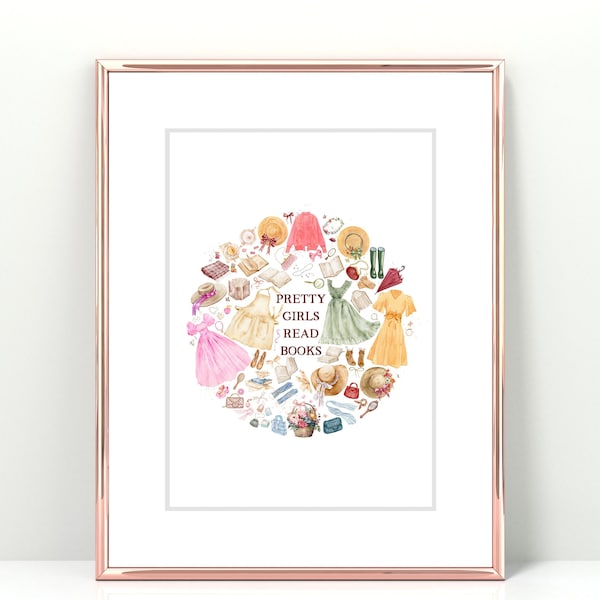 Pretty Girls Read Books Wall Art | Book Lover Quote | Reading Corner | Childrens Room Print | Girly Print | TynkaPrints | Digital Download