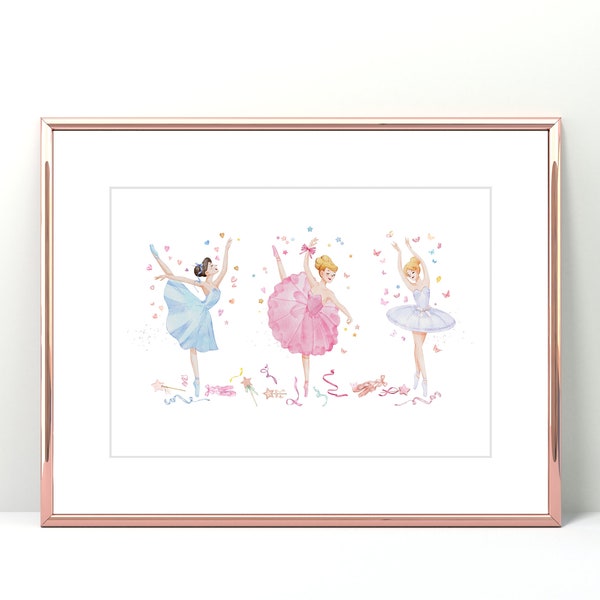 Ballet Ballerina Dancers | Ballerina Fairies | Childrens Room Print | Playroom Print | Girly Wall Art | TynkaPrints | Digital Download