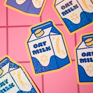 Oat Milk Carton Sticker Holographic, Laptop Decal, Car Sticker, Tumbler & Water Bottle Sticker, Barista Coffee, Birthday Gifts, Trendy Vibes