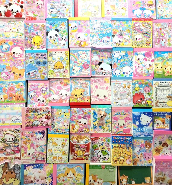 30 or 70-piece ULTRA Rare Vintage Japanese individual loose MINI memo sheet Grab Bag. Made by Q-Lia, Kamio Japan, Crux  San-x, Pool-Cool