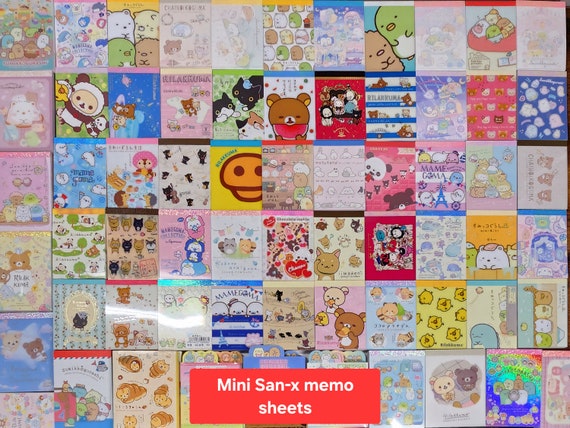 55-piece Mini San-x loose memo sheet Grab bag Rilakkuma,Sumikko Gurashi,Jinbesan,Corocoro Coronya,Mamegoma,Sabokappa cactus,Kokomo Araiguma