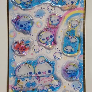 Awawa-chan Sticker Sheet: 3D Puffy Liquid Glitter - Kamio Japan