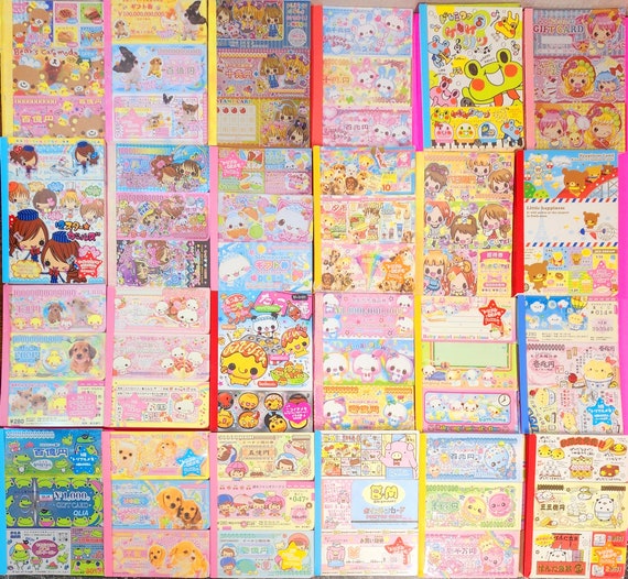 40-piece Kawaii Mini & size 4×4 Bill/Coupon style loose memo sheets, Vintage/Rare/NIP by Q-lia, San-x, Crux, Kamio Japan. Retro Y2K