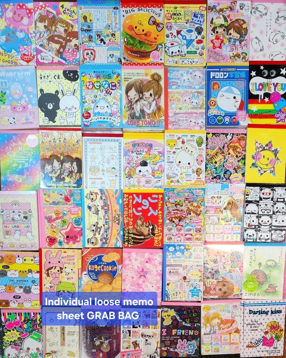 30-piece large individual loose memo sheet Grab Bag! All Vintage/Rare/Hard to find/or Not in Production Japanese brands:Kamio,Q-lia,San-x et