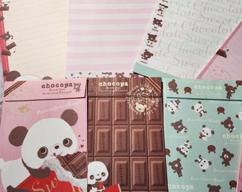 San-x 2012 "Chocopa" 12 piece letter set- kawaii, penpal,gift, Japanese, stationary,panda, chocolate, valentines, cute ,