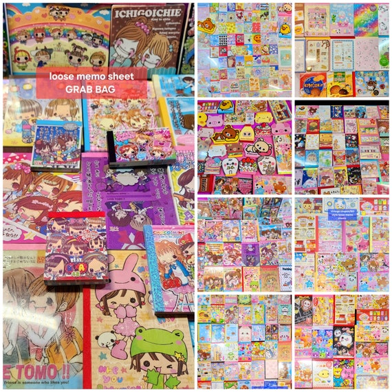 100-Piece Kawaii individual loose memo sheet GRAB BAG. All sizes & Die-cuts. Recently made/Vintage/Rare/Hard to find/or NIP Brands
