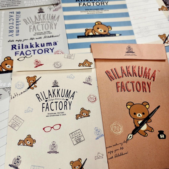 2015-Rilakkuma "Factory" 12-Piece letter set, by San-x ( stationary, kawaii, cute, bear, pen pal, paper, snail mail, craft, journal, gift )