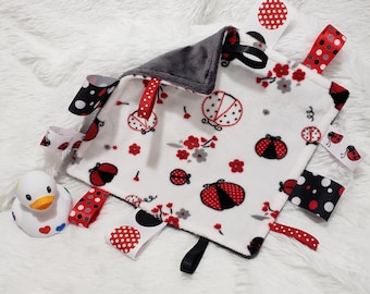Minky and Ribbons Comfort Item - Ladybugs and Flowers