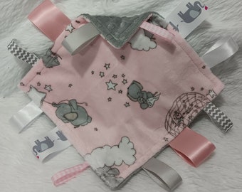 Minky and Ribbon Comfort Item - Baby Elephants