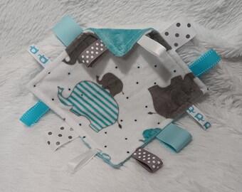 Minky and Ribbon Comfort Item - ELEPHANTS