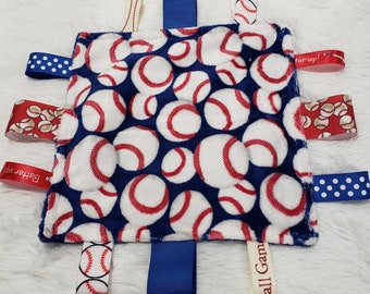 Minky and Ribbons Comfort Item - Baseball Fun