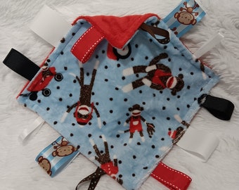 Minky & Ribbons Comfort Item - SOCK MONKEYS