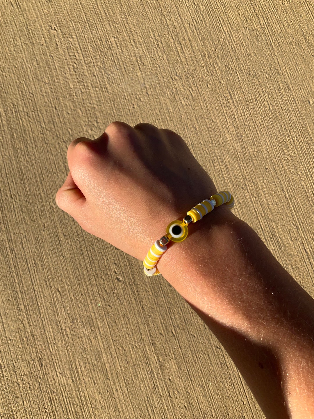 Yellow Evil Eye Bracelet Etsy