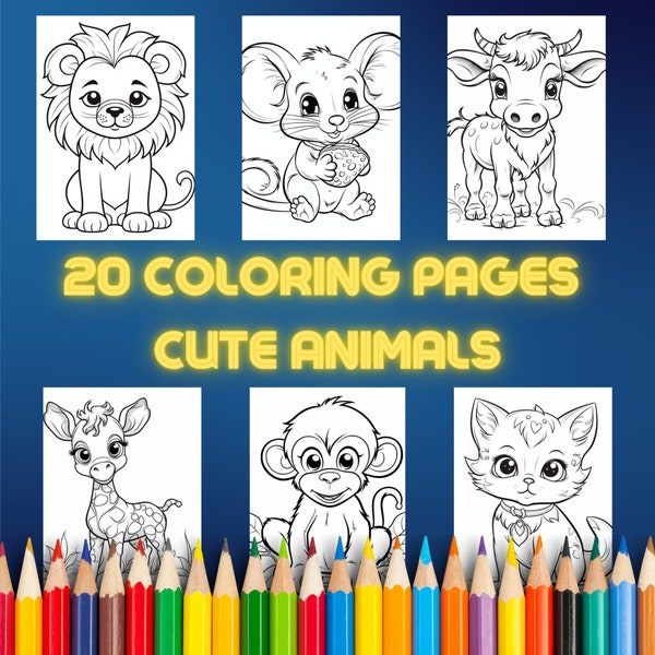 20 Coloring pages - cute animals