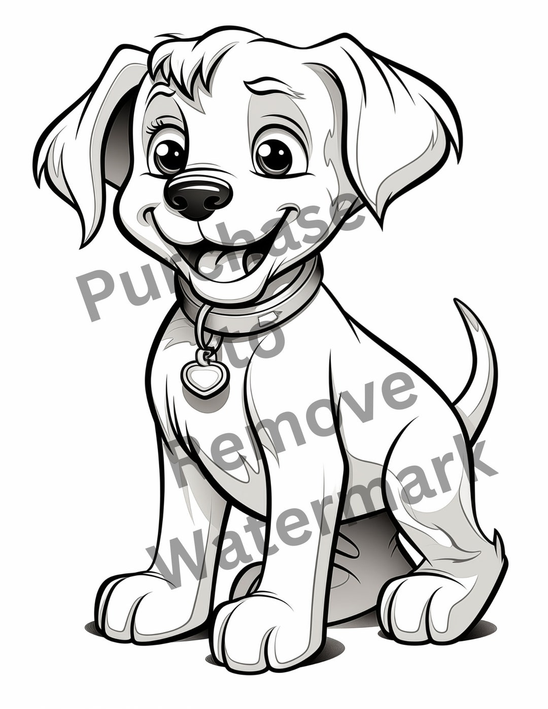 Cartoon Puppy Coloring Pages 2 - Etsy