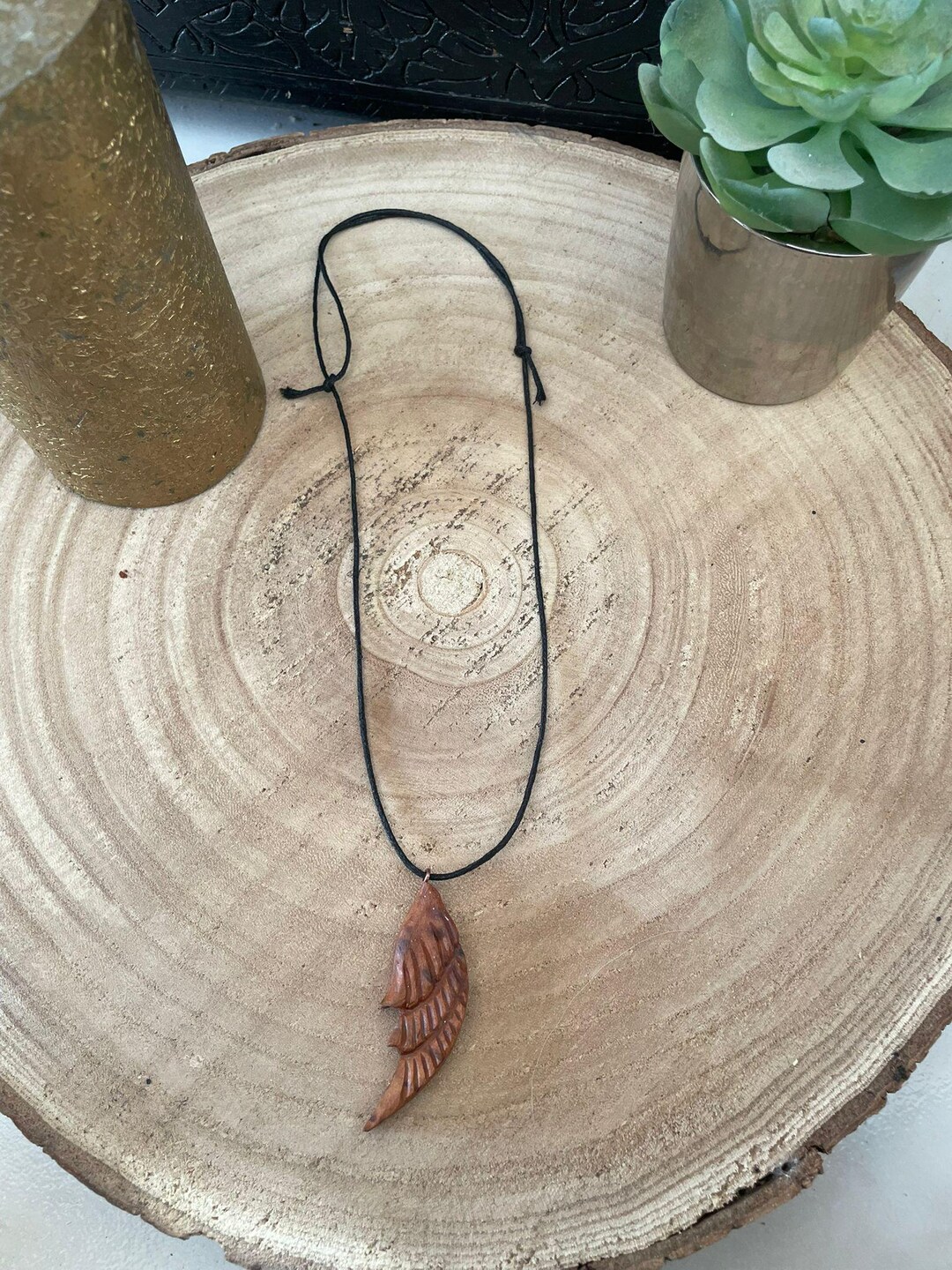 Wooden Pendant, Angel Wings, Juniper Wood - Etsy