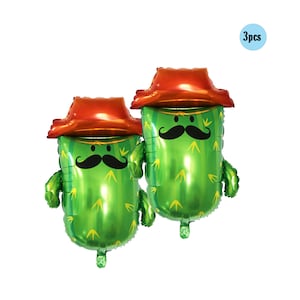 3 pezzi Cactus uomo papà ragazzo Palloncino 2-3 piedi Palloncini Ragazzo Cactus Palloncino Confezione da 3 pezzi Fiesta Bouquet Compleanno Bach Shower Party Decorazioni Nacho