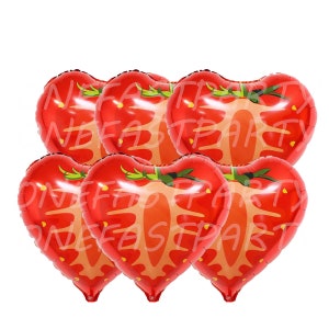 6 pcs Strawberry 18 inch Balloons | Strawberries Balloon 6 pcs pack Fruit Bouquet Berry Sweet Birthday Party Decorations Twotti Fruitti Kids