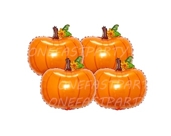 4 pcs Pumpkin 18" Balloon | Thanksgiving Balloon 4 pcs pack Pumpkin Bouquet Little Pumpkin Birthday Party Decorations Friendsgiving Kids