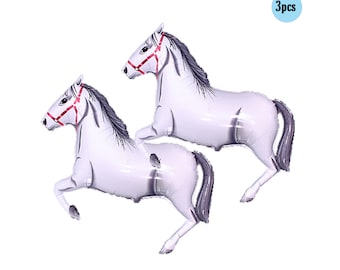 3 pcs White Horse Balloon 3 ft Balloons | Horses Balloon 3 pcs pack Decor Bouquet Derby Horse Races Bach Birthday Party Decorations