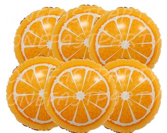 6 pcs Orange 18 inch Balloons | Oranges Balloon 6 pcs pack Fruit Bouquet Sweet Birthday Party Decorations Twotti Frutti Kids