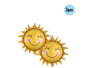 3 pcs Sun Balloon 2 ft Balloons | Sun Balloon 3 pcs pack Decor Bouquet sunshine airplane Birthday Party Decorations