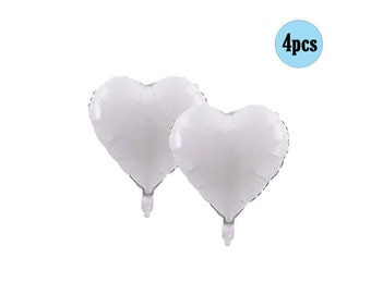 4 pcs White Heart 18" Balloons Valentine's Day Balloon Sweetheart Birthday Love Decorations One Two 1st 2nd 3rd 4th Birthday Hearts White