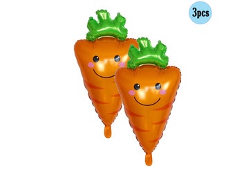 3 pcs Large Carrot 3ft Balloon Balloons Carrots party 3 pcs pack Decor Bouquet Bunny lets go Birthday Party Decorations veggies 1st 2nd