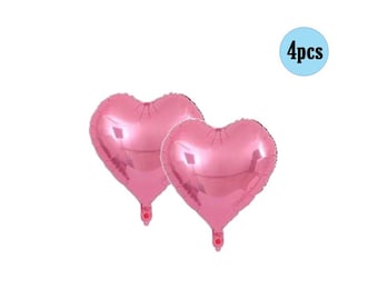 4 pcs Pink Heart 18" Balloons Valentine's Day Balloon Sweetheart Birthday Love Decorations One Two 1st 2nd 3rd 4th Birthday Hearts Pink