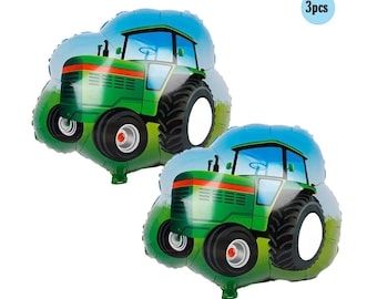3 pcs TRACTOR 3ft Balloon | Thanksgiving Balloon 3 pcs pack Tractor Bouquet Little Tractor Birthday Party Decorations Harvest Fall Kids