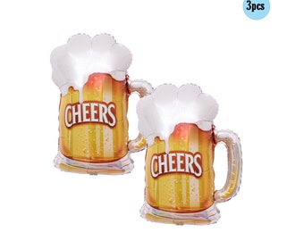 3 pcs Beer Mug Balloon 3 ft Balloons | Beer Balloon 3 pcs pack Decor Bouquet Brews Brewing Bach Birthday Party Decorations
