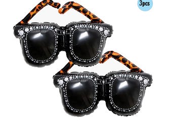 3 pcs Sunglasses Balloon 3 ft Balloons | Glasses Balloon pack Decor Bouquet Sun Cool Celebrity Prince Princess Birthday Party Decorations