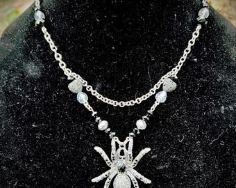 Tarantula Necklace with Chain and Beads