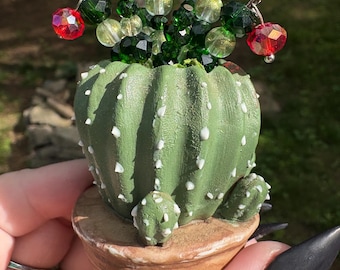Cactus Beaded Suncatcher Faux Plant