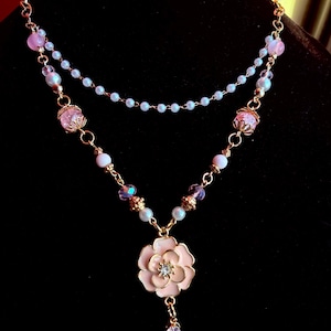Pink Flower Pendant Necklace