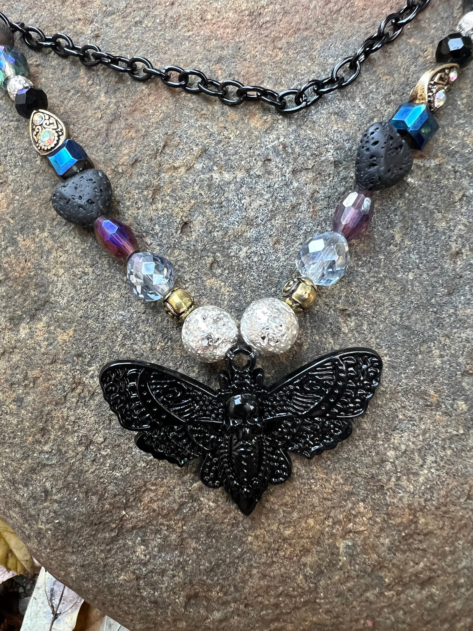 Gothic Moth Chained Necklace - Etsy