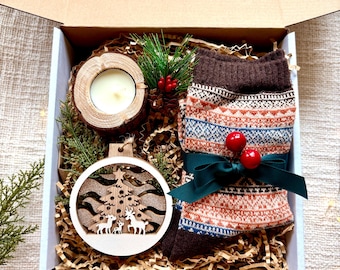 Hygge Box Employee Christmas Holiday Gift Box Small Holiday Gift for Her Gift Ornament Gift Secret Santa Holiday Gift Idea Warm and Cozy